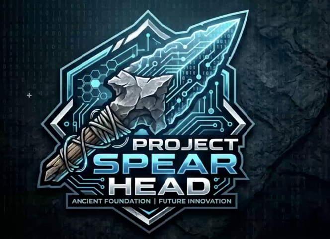 A logo with a sharp blade and a blue background AI-generated content may be incorrect.